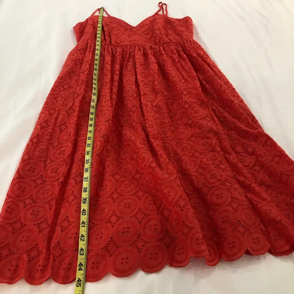 J.Crew Double Strap Orange Coral Eyelet Dress